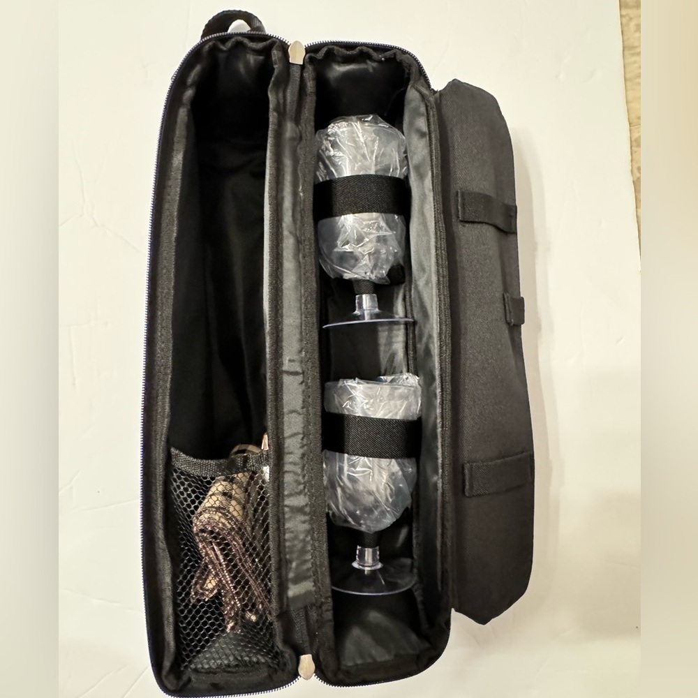 Picnic At Ascot Black 2 Compartment Insulated Wine Tote - Picture 3 of 8